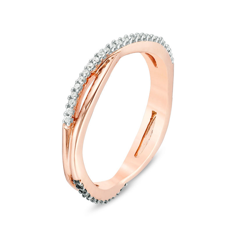 Main Image 3 of 0.115 CT. T.W. Enhanced Black and White Diamond Reversible Crossover Band in 10K Rose Gold