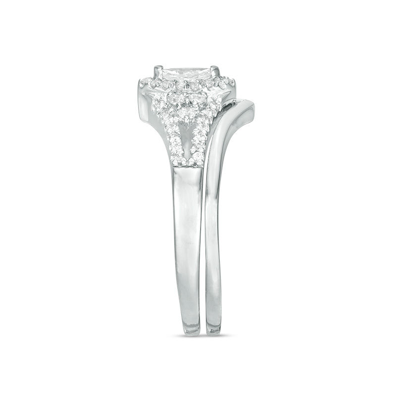 Main Image 4 of 0.37 CT. T.W. Marquise Diamond Frame Tri-Sides Bridal Set in 10K White Gold
