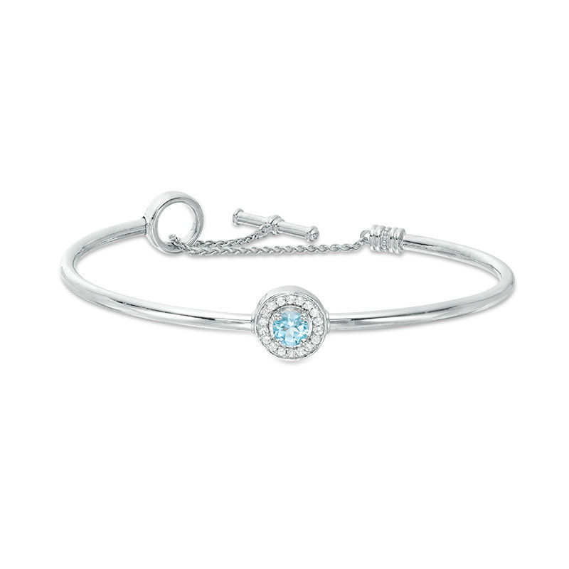 5.0mm Blue and White Topaz Frame Flex Bangle in Sterling Silver