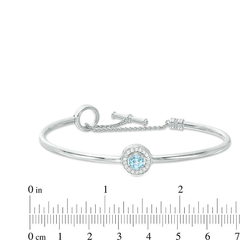 5.0mm Blue and White Topaz Frame Flex Bangle in Sterling Silver