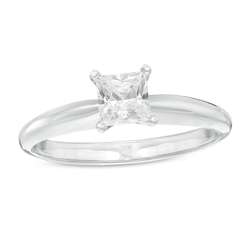 Main Image 1 of 0.30 CT. Certified Princess-Cut Diamond Solitaire Engagement Ring in 14K White Gold (J/I1)