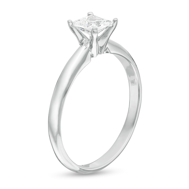 0.30 CT. Certified Princess-Cut Diamond Solitaire Engagement Ring in 14K White Gold (J/I1)