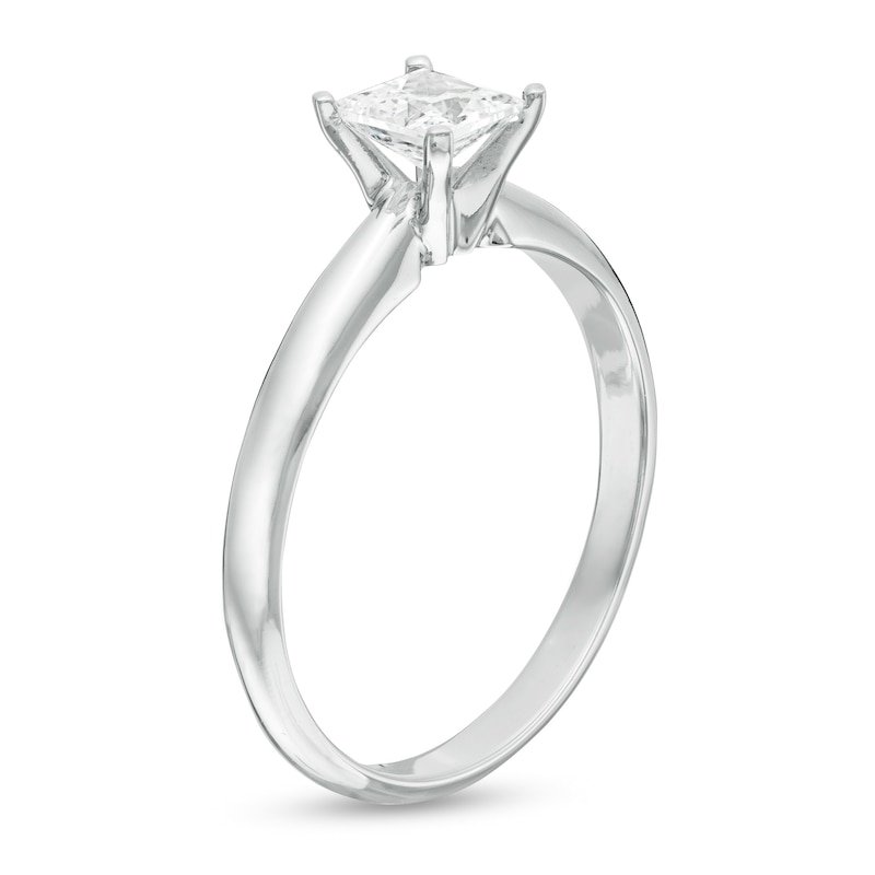 Main Image 3 of 0.30 CT. Certified Princess-Cut Diamond Solitaire Engagement Ring in 14K White Gold (J/I1)