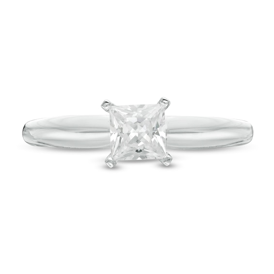 CT. Certified Princess-Cut Diamond Solitaire Engagement Ring in 14K White Gold (J/I1