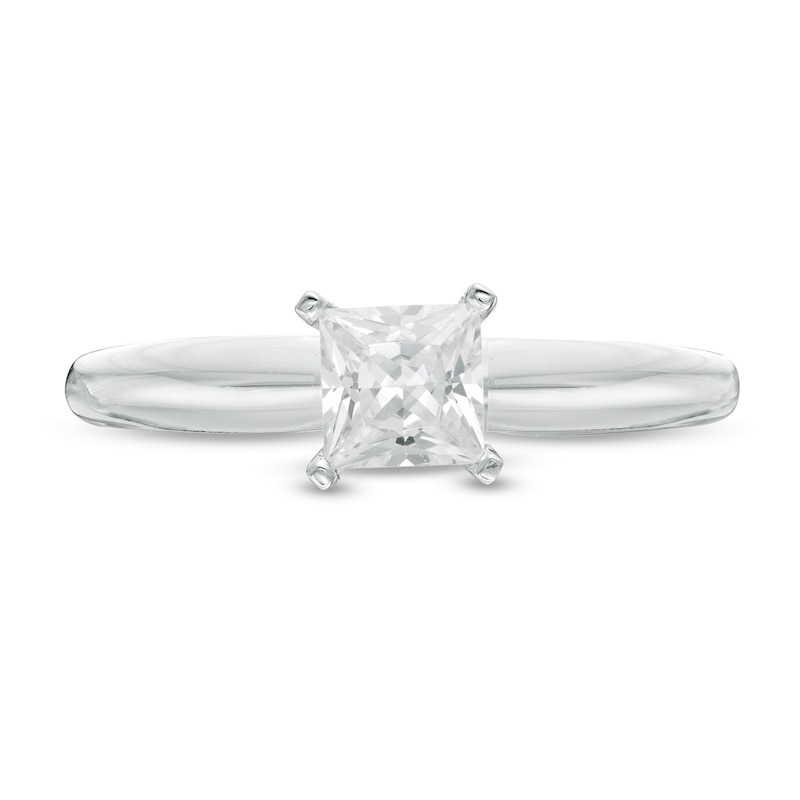 Main Image 4 of 0.30 CT. Certified Princess-Cut Diamond Solitaire Engagement Ring in 14K White Gold (J/I1)