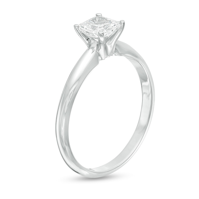 0.50 CT. Certified Princess-Cut Diamond Solitaire Engagement Ring in 14K White Gold (J/I1)