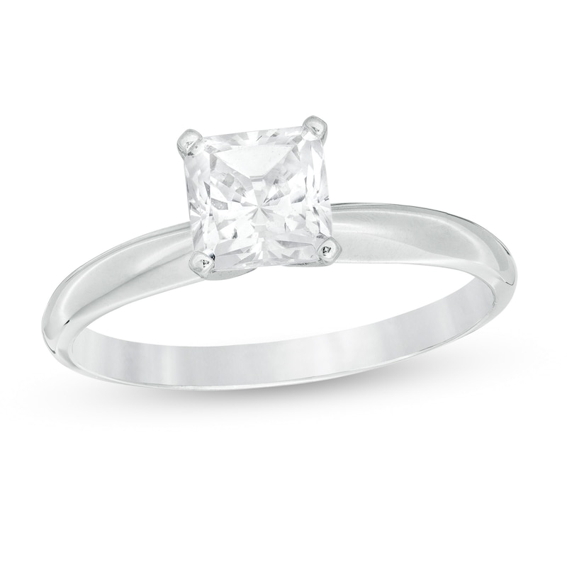 1.00 CT. Certified Princess-Cut Diamond Solitaire Engagement Ring in 14K White Gold (J/I1)