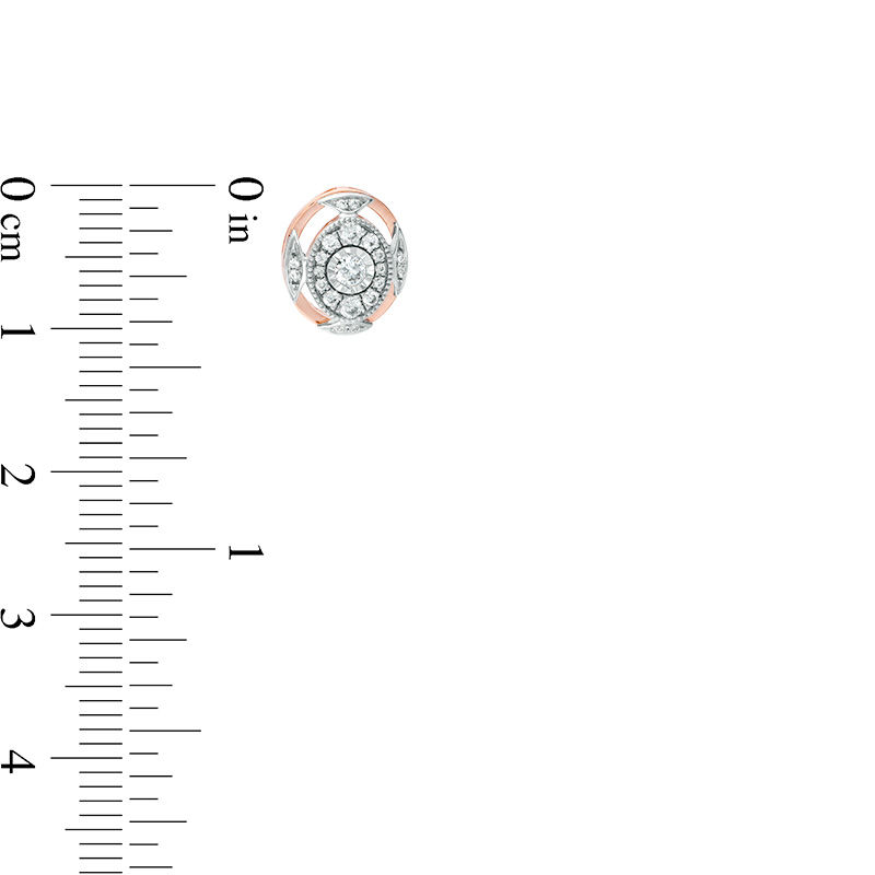 Main Image 2 of 0.25 CT. T.W. Diamond Oval Frame Vintage-Style Stud Earrings in 10K Two-Tone Gold