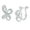 Thumbnail Image 1 of 0.146 CT. T.W. Diamond Swirl Ribbon Vintage-Style Hoop Earrings in Sterling Silver