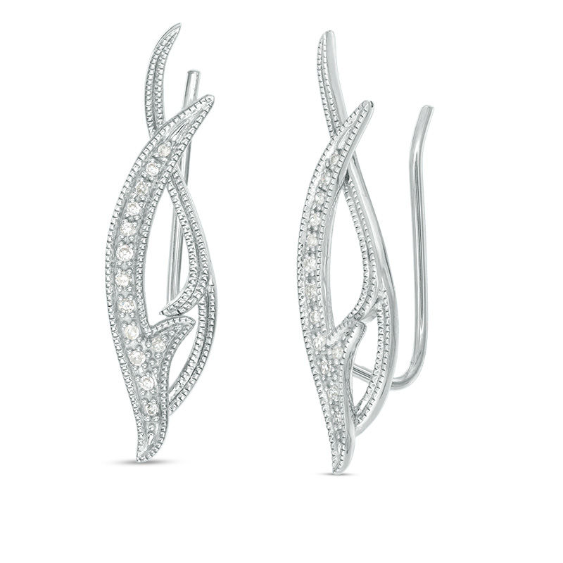 0.085 CT. T.W. Diamond Vintage-Style Crawler Earrings in Sterling Silver