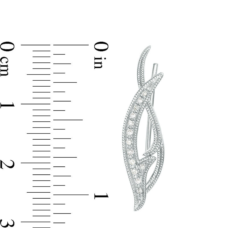 Main Image 3 of 0.085 CT. T.W. Diamond Vintage-Style Crawler Earrings in Sterling Silver