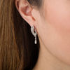 Thumbnail Image 2 of 0.18 CT. T.W. Diamond Leaf Vintage-Style Drop Earrings in Sterling Silver