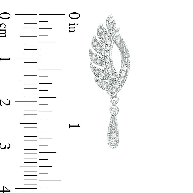 Main Image 3 of 0.18 CT. T.W. Diamond Leaf Vintage-Style Drop Earrings in Sterling Silver