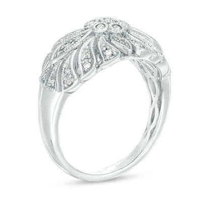 その他 Dear world half style / non color 0.18 CT. T.W. Composite Diamond Leaf Vintage-Style Ring in