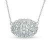Thumbnail Image 0 of 0.145 CT. T.W. Composite Diamond Filigree Vintage-Style Necklace in Sterling Silver