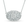 Thumbnail Image 1 of 0.145 CT. T.W. Composite Diamond Filigree Vintage-Style Necklace in Sterling Silver