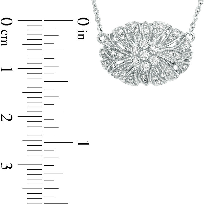 0.145 CT. T.W. Composite Diamond Filigree Vintage-Style Necklace in Sterling Silver