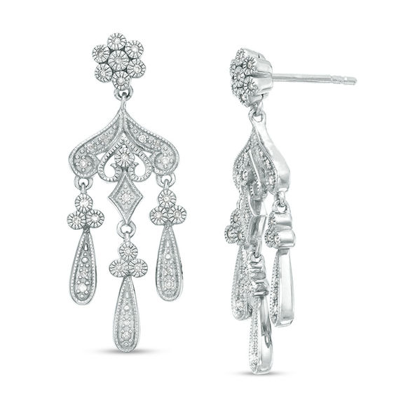 0.18 CT. T.W. Diamond Vintage Style Chandelier Drop Earrings in