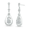 Thumbnail Image 0 of 0.085 CT. T.W. Diamond Inverted Flower Teardrop Earrings in Sterling Silver