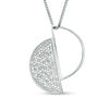 Thumbnail Image 1 of 0.18 CT. T.W. Diamond Geometric Circle Pendant in Sterling Silver