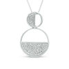 Thumbnail Image 0 of 0.18 CT. T.W. Diamond Geometric Double Circle Pendant in Sterling Silver