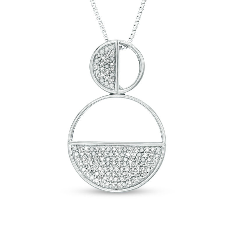 0.18 CT. T.W. Diamond Geometric Double Circle Pendant in Sterling Silver|Peoples Jewellers