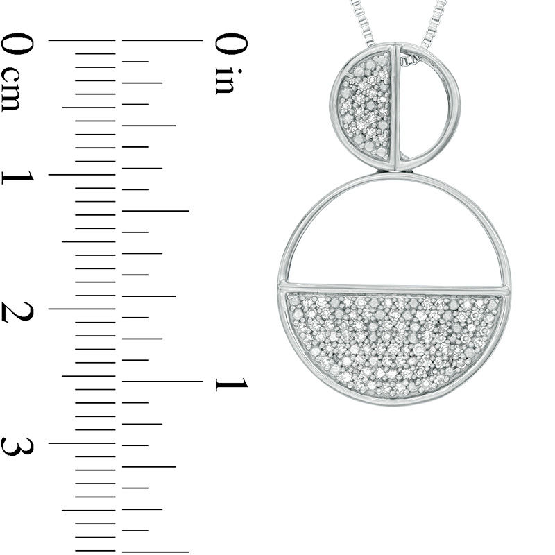 0.18 CT. T.W. Diamond Geometric Double Circle Pendant in Sterling Silver