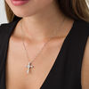Thumbnail Image 2 of 0.18 CT. T.W. Diamond Love Knot Cross Pendant in Sterling Silver