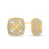 Thumbnail Image 1 of 0.18 CT. T.W. Diamond Clover Heart Vintage-Style Stud Earrings in Sterling Silver with 18K Gold Plate