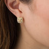 Thumbnail Image 2 of 0.18 CT. T.W. Diamond Clover Heart Vintage-Style Stud Earrings in Sterling Silver with 18K Gold Plate