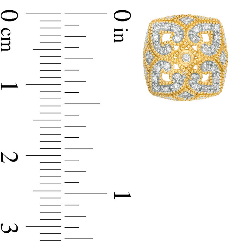 Main Image 3 of 0.18 CT. T.W. Diamond Clover Heart Vintage-Style Stud Earrings in Sterling Silver with 18K Gold Plate