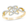 Thumbnail Image 1 of 0.18 CT. T.W. Diamond Woven Knot Promise Ring in 10K Gold - Size 7