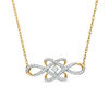 Thumbnail Image 1 of 0.18 CT. T.W. Diamond Woven Knot Necklace in 10K Gold - 17"