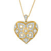 Thumbnail Image 0 of 0.148 CT. T.W. Diamond Clover Heart Pendant in Sterling Silver with 18K Gold Plate