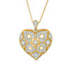 Thumbnail Image 1 of 0.148 CT. T.W. Diamond Clover Heart Pendant in Sterling Silver with 18K Gold Plate