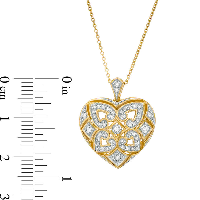 0.148 CT. T.W. Diamond Clover Heart Pendant in Sterling Silver with 18K Gold Plate