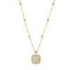 Thumbnail Image 1 of 0.18 CT. T.W. Diamond Heart Clover Station Necklace in Sterling Silver with 18K Gold Plate - 20"