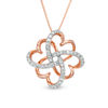 Thumbnail Image 0 of 0.145 CT. T.W. Diamond Clover Heart Knot Pendant in 10K Rose Gold