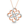 Thumbnail Image 1 of 0.145 CT. T.W. Diamond Clover Heart Knot Pendant in 10K Rose Gold