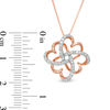 Thumbnail Image 2 of 0.145 CT. T.W. Diamond Clover Heart Knot Pendant in 10K Rose Gold