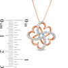 Thumbnail Image 3 of 0.145 CT. T.W. Diamond Clover Heart Knot Pendant in 10K Rose Gold