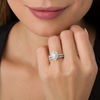 Thumbnail Image 2 of 1.00 CT. T.W. Pear-Shaped Diamond Scallop Frame Bridal Set in 14K White Gold