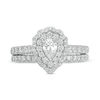 Thumbnail Image 5 of 1.00 CT. T.W. Pear-Shaped Diamond Scallop Frame Bridal Set in 14K White Gold