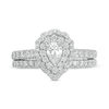 Thumbnail Image 6 of 1.00 CT. T.W. Pear-Shaped Diamond Scallop Frame Bridal Set in 14K White Gold
