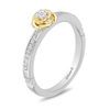 Thumbnail Image 1 of Enchanted Disney Belle 0.085 CT. T.W. Diamond Rose Ring in Sterling Silver and 10K Gold