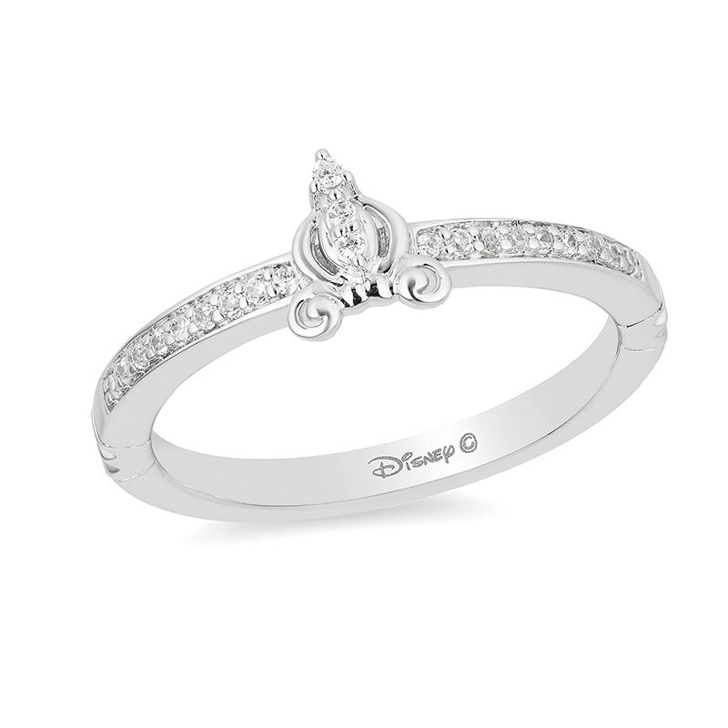 Enchanted Disney Cinderella 0.085 CT. T.W. Diamond Carriage Ring in Sterling Silver|Peoples Jewellers
