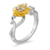 Thumbnail Image 1 of Enchanted Disney Tiana 0.085 CT. T.W. Diamond Water Lily Swirl Ring in Sterling Silver and 10K Gold