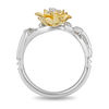 Thumbnail Image 2 of Enchanted Disney Tiana 0.085 CT. T.W. Diamond Water Lily Swirl Ring in Sterling Silver and 10K Gold