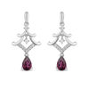 Thumbnail Image 1 of Enchanted Disney Mulan Pear-Shaped Garnet and 0.085 CT. T.W. Diamond Pagoda Drop Earrings in Sterling Silver