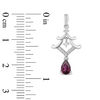 Thumbnail Image 2 of Enchanted Disney Mulan Pear-Shaped Garnet and 0.085 CT. T.W. Diamond Pagoda Drop Earrings in Sterling Silver